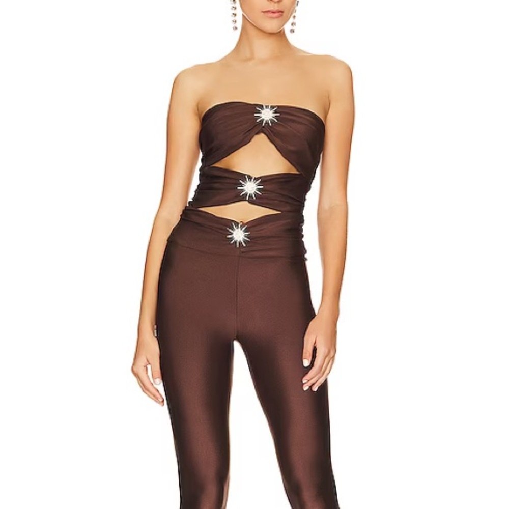 RONNY KOBO “DELREY” EMBELLISHED CATSUIT, SZ M CHESTNUT NWT!